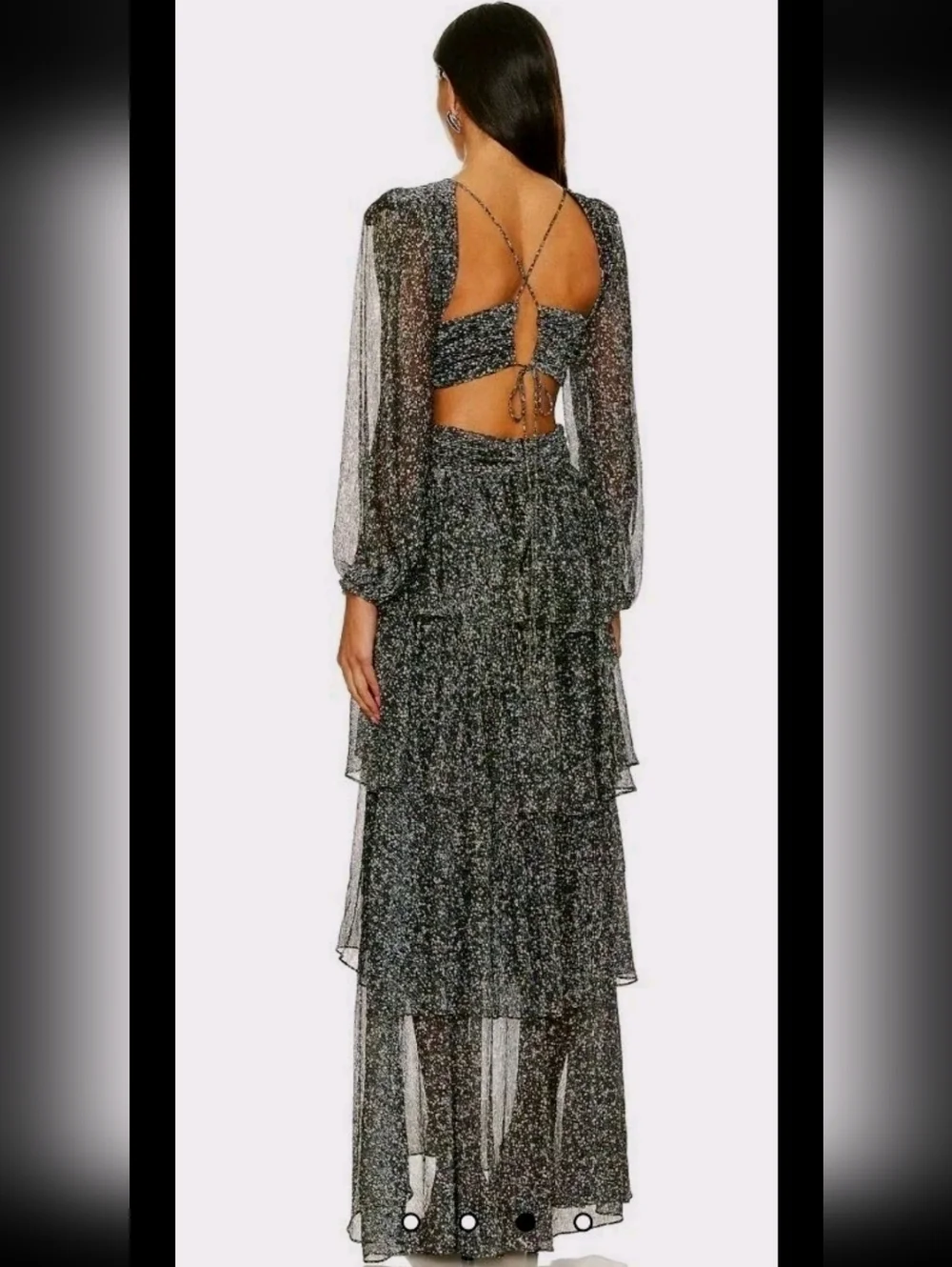 Astr The Label Anora Dress, Metallic Shimering Layers, Long Dress, Women's LG - Picture 3 of 9